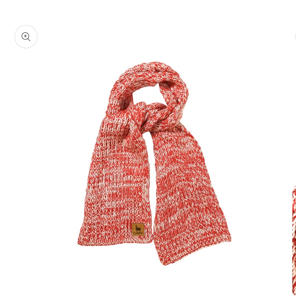 Campo Alpaca Knitted Scarf - Red & White
